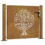 Cancello da Giardino 105x130 cm in Acciaio Corten Design Albero