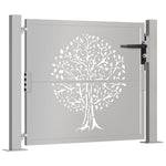 Cancello da Giardino 105x130 cm in Acciaio Corten Design Albero