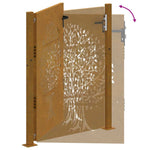 Cancello da Giardino 105x130 cm in Acciaio Corten Design Albero