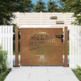Cancello da Giardino 105x130 cm in Acciaio Corten Design Albero