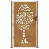 Cancello da giardino 100x175 cm in acciaio Corten con design ad albero