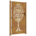 Cancello da Giardino 105x205 cm in Acciaio Corten Design Albero