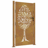 Cancello da giardino 100x200 cm in acciaio Corten con design ad albero