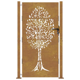 Cancello da Giardino 105x205 cm in Acciaio Corten Design Albero