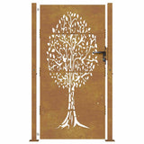 Cancello da giardino 100x200 cm in acciaio Corten con design ad albero