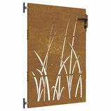 Cancello da giardino 85x150 cm in acciaio Corten con design erba