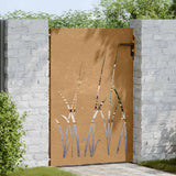 Cancello da giardino 85x150 cm in acciaio Corten con design erba