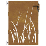 Cancello da giardino 85x150 cm in acciaio Corten con design erba