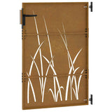 Cancello da giardino 85x150 cm in acciaio Corten con design erba