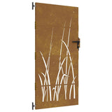 Cancello da giardino 85x175 cm in acciaio Corten con design erba