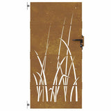 Cancello da giardino 85x175 cm in acciaio Corten con design erba