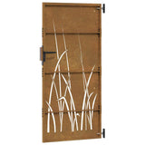 Cancello da giardino 85x175 cm in acciaio Corten con design erba