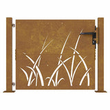 Cancello da giardino 100x100 cm in acciaio Corten con design erba