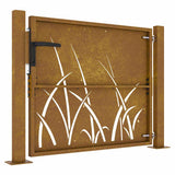 Cancello da giardino 100x100 cm in acciaio Corten con design erba