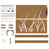 Cancello da giardino 100x100 cm in acciaio Corten con design erba