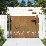 Cancello da giardino 100x100 cm in acciaio Corten con design erba