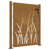 Cancello da giardino 100x150 cm in acciaio Corten con design erba