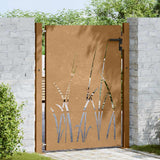 Cancello da giardino 100x150 cm in acciaio Corten con design erba