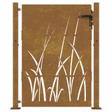Cancello da giardino 100x150 cm in acciaio Corten con design erba