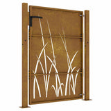 Cancello da giardino 100x150 cm in acciaio Corten con design erba