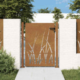 Cancello da giardino 100x150 cm in acciaio Corten con design erba
