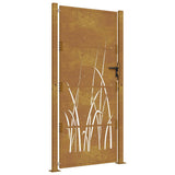 Cancello da giardino 100x175 cm in acciaio Corten con design erba