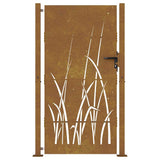 Cancello da giardino 100x175 cm in acciaio Corten con design erba