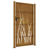 Cancello da giardino 100x175 cm in acciaio Corten con design erba