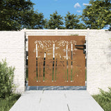 Cancello da Giardino 85x75 cm in Acciaio Corten Design Bambù