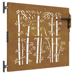 Cancello da Giardino 85x100 cm in Acciaio Corten Design Bambù