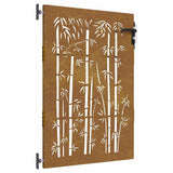 Cancello da Giardino 85x125 cm in Acciaio Corten Design Bambù