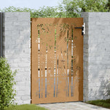Cancello da Giardino 85x125 cm in Acciaio Corten Design Bambù