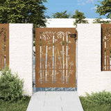 Cancello da giardino 85x150 cm in acciaio Corten e bambù
