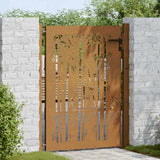 Cancello da giardino 100x150 cm in acciaio Corten e design in bambù