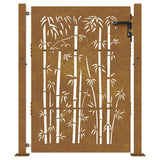 Cancello da giardino 100x150 cm in acciaio Corten e design in bambù