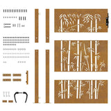 Cancello da giardino 100x150 cm in acciaio Corten e design in bambù