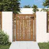 Cancello da giardino 100x150 cm in acciaio Corten e design in bambù