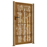 Cancello da giardino 100x200 cm in acciaio corten e design in bambù