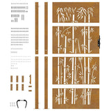 Cancello da giardino 100x200 cm in acciaio corten e design in bambù