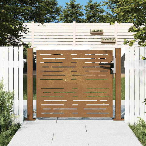 Cancello da Giardino 105x105 cm Acciaio Corten Design Quadrato