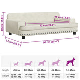 Lettino per Cani Crema 90x53x30 cm in Velluto