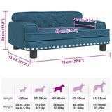 Lettino per Cani Blu 70x45x30 cm in Velluto