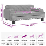 Lettino per Cani Grigio Chiaro 70x45x30 cm in Velluto