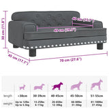 Lettino per Cani Grigio Scuro 70x45x30 cm in Velluto