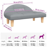 Lettino per Cani Grigio Chiaro 70x52x30 cm in Tessuto