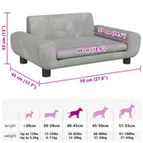 Lettino per Cani Grigio Chiaro 70x45x33 cm in Velluto