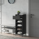 Scarpiera Nera 40x36x105 cm in Legno truciolato