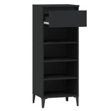Scarpiera Nera 40x36x105 cm in Legno truciolato