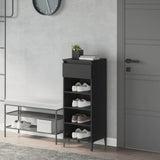 Scarpiera Nera 40x36x105 cm in Legno truciolato
