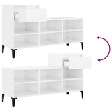Scarpiera Bianco Lucido 102x36x60 cm in Legno truciolato